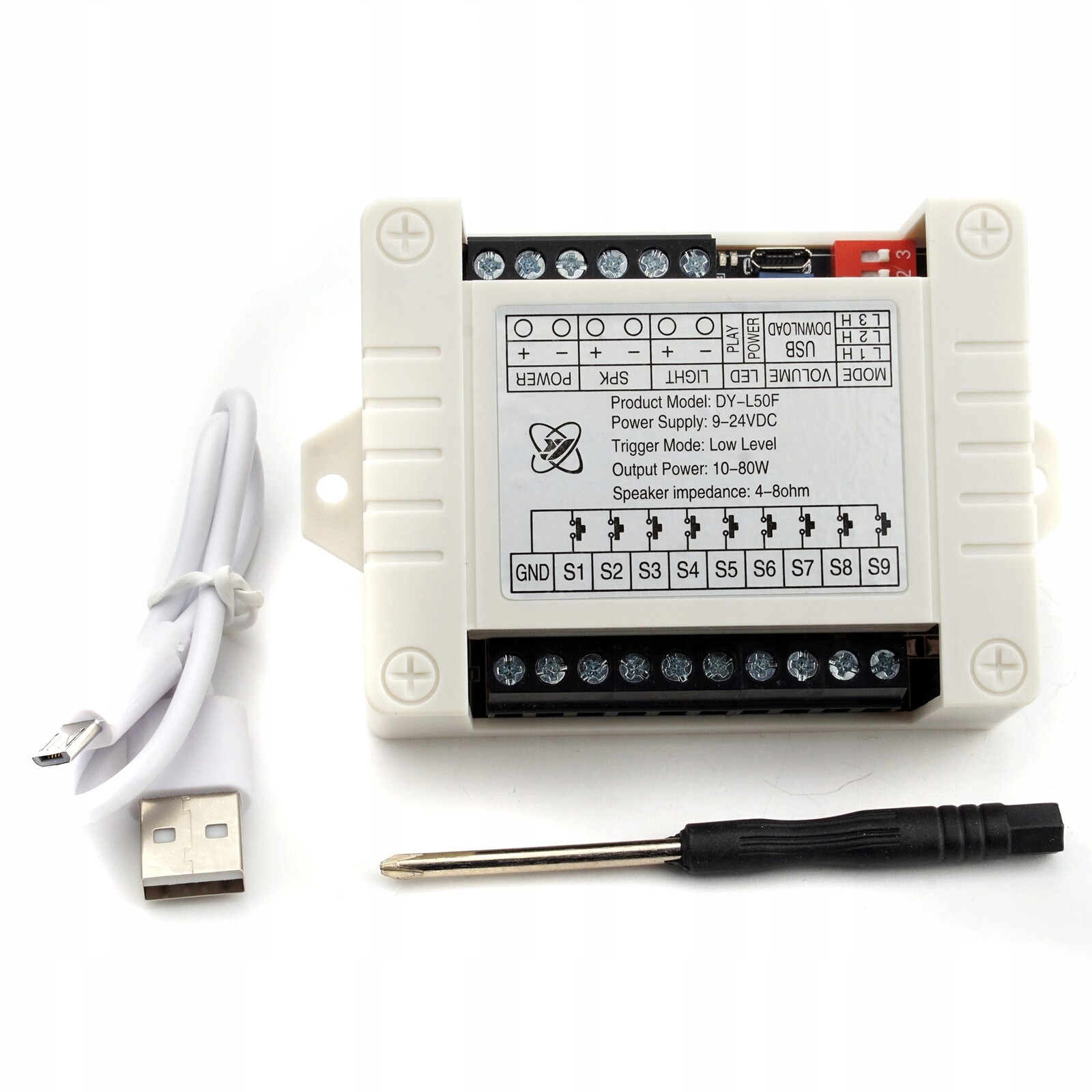 Přehrávač zvuku MP3 na senzor 9 kanálů 60W modul v pouzdře Slot Sd Hl