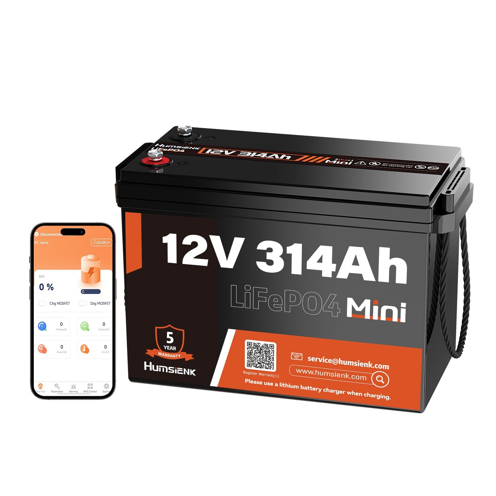 Akumulátor LIFEPO4 12V 314AH Mini S Bluetooth Karavanem, Solární, Loď, Off-grid