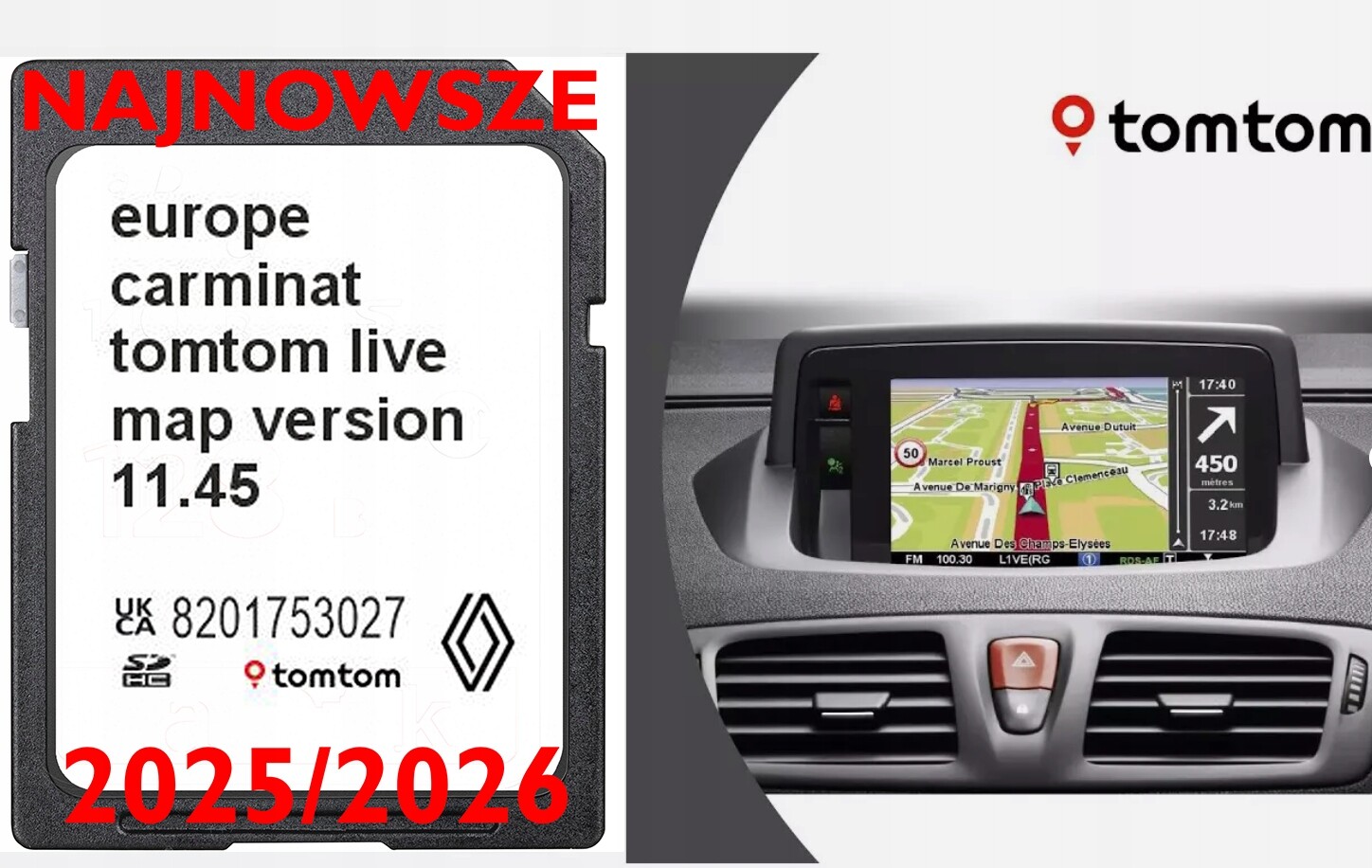 Mapa Tomtom Carminat Live 2025/2026 11.45 Renault Megane Clio Laguna Scenic