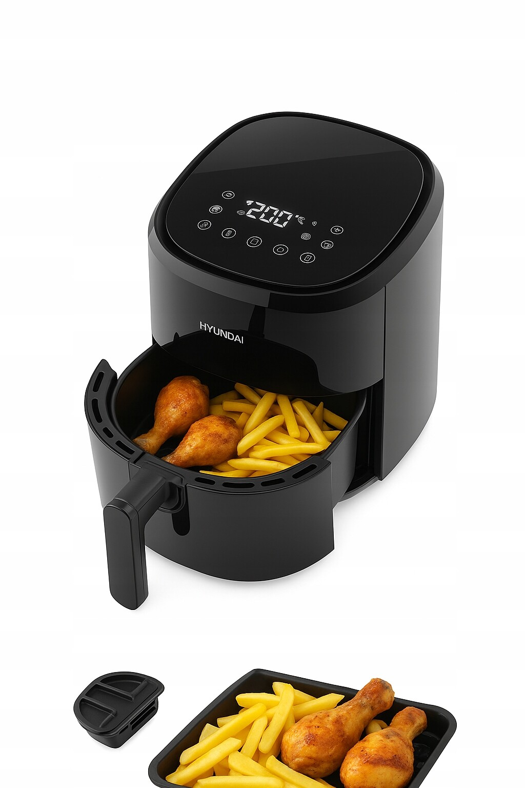 Fritéza Bez Tuku Fritéza Airfryer Sušení Potravin Led Hyundai
