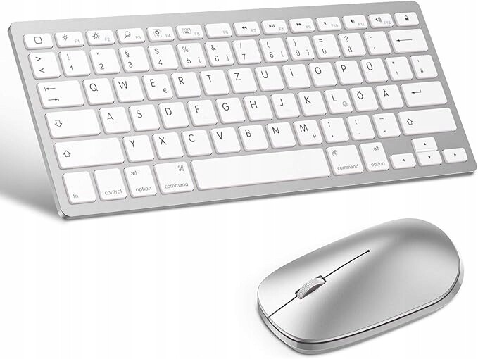 Klávesnice s Bluetooth myší stříbrná Qwertz pro iOS Omoton