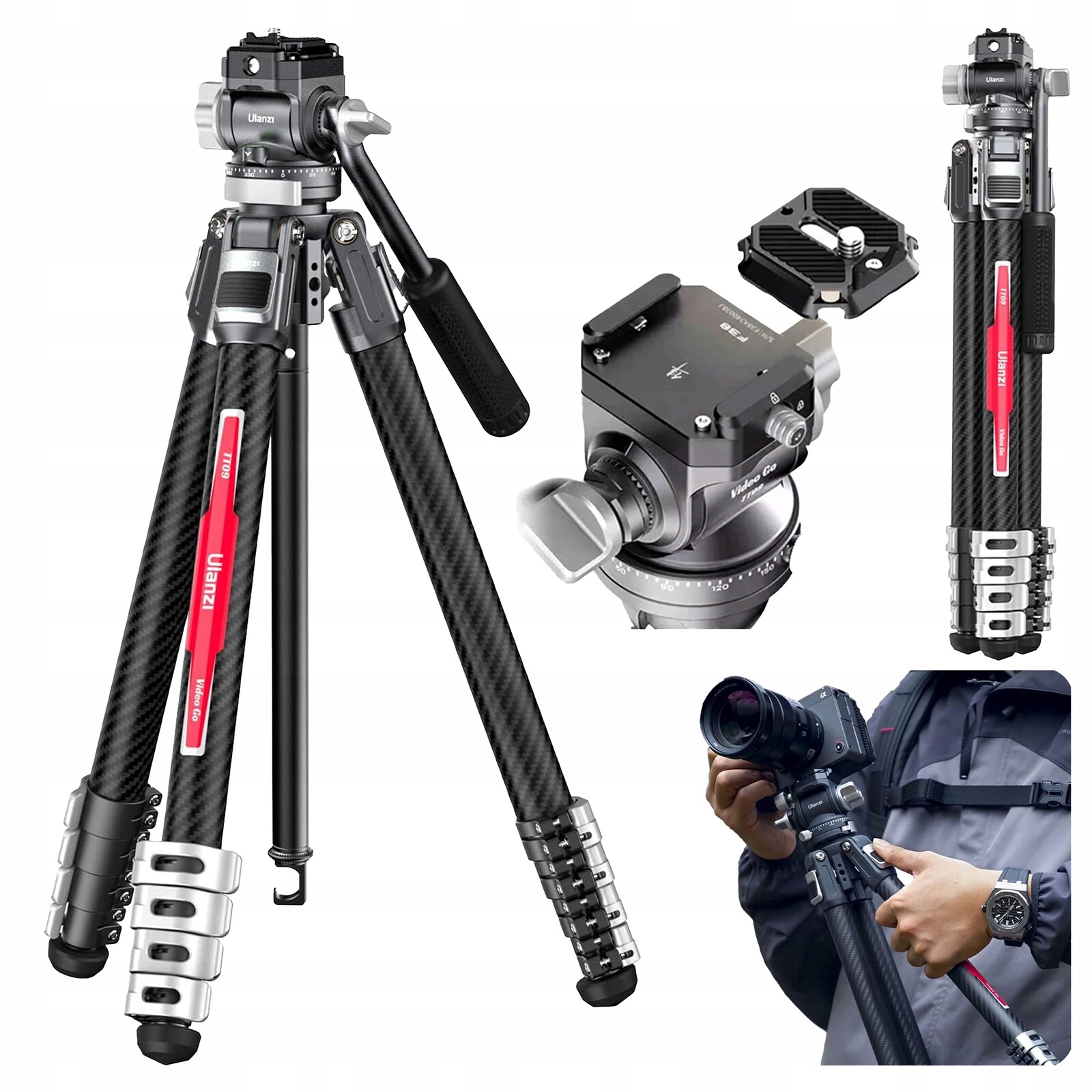 Ulanzi Profesionální nastavitelný stativ Tripod pro fotoaparát a kameru telefonu