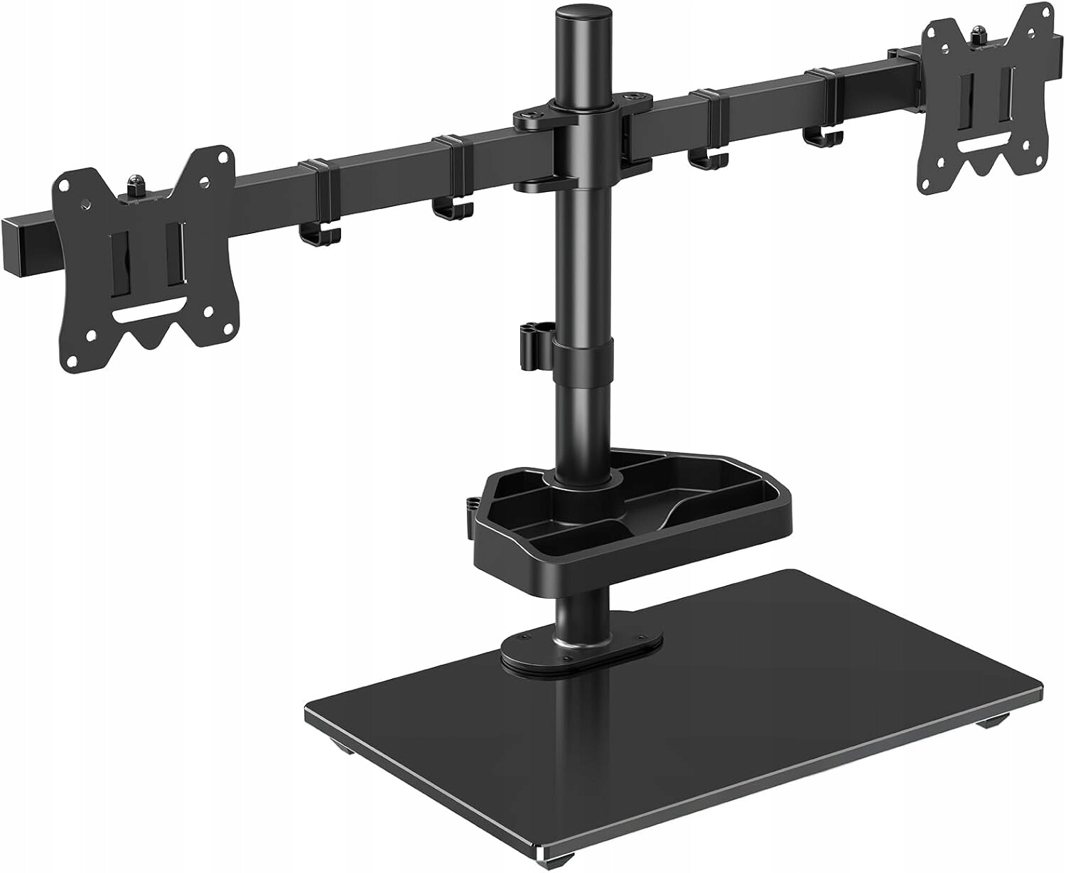 Držák na 2 monitory Vesa 75x75 100x100 Tvrzené Sklo Univerzální regulace