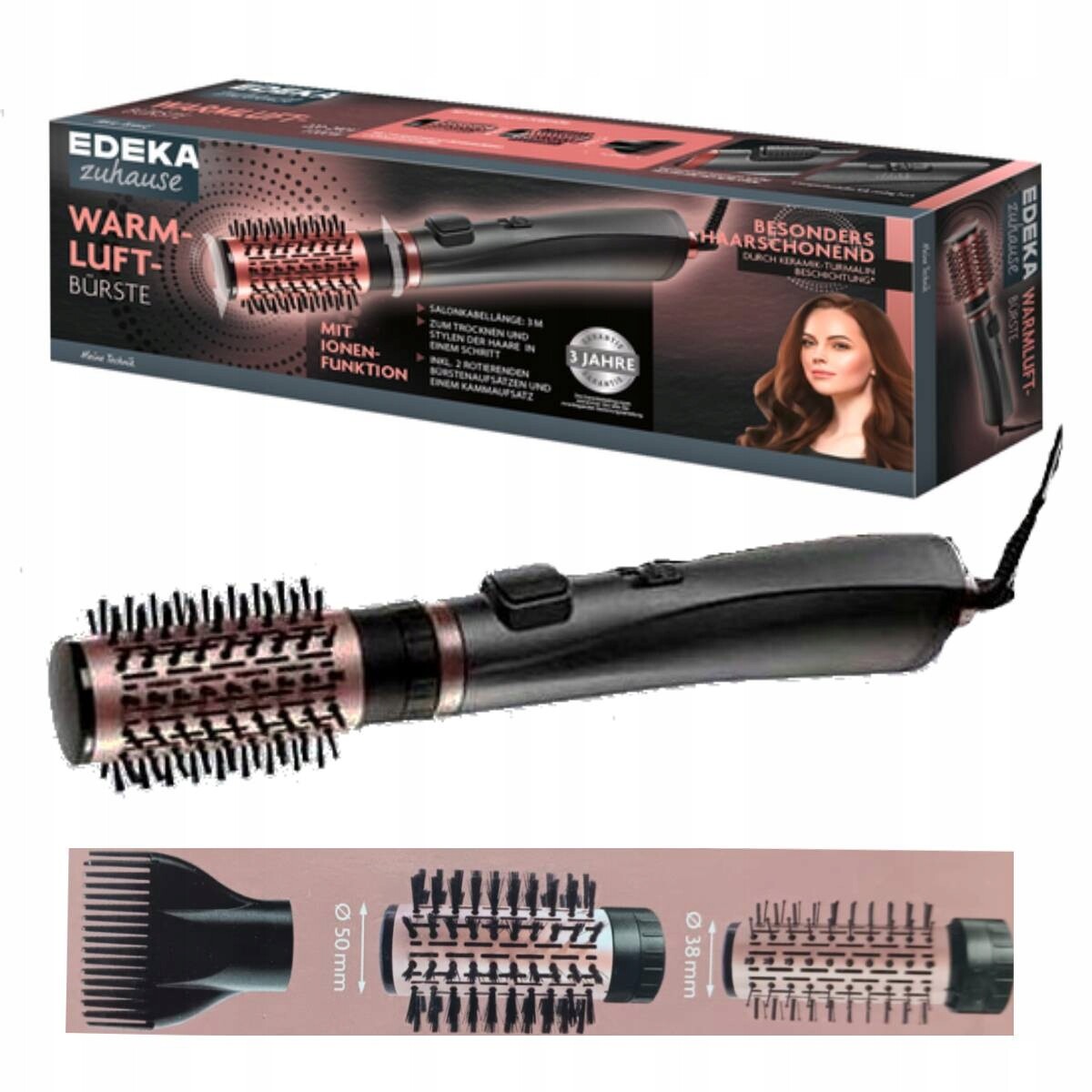 Stylingový kartáč 2v1 Edeka AB-618F s iontovou sušičkou a kulmou