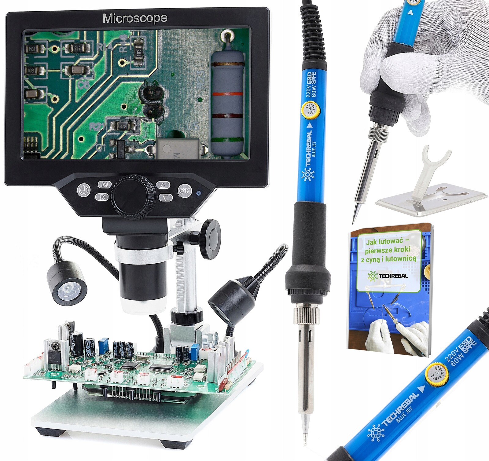 Digitální Mikroskop Kamera 1200x Menu Pl S Páječkou Pro Pájení Elektroniky