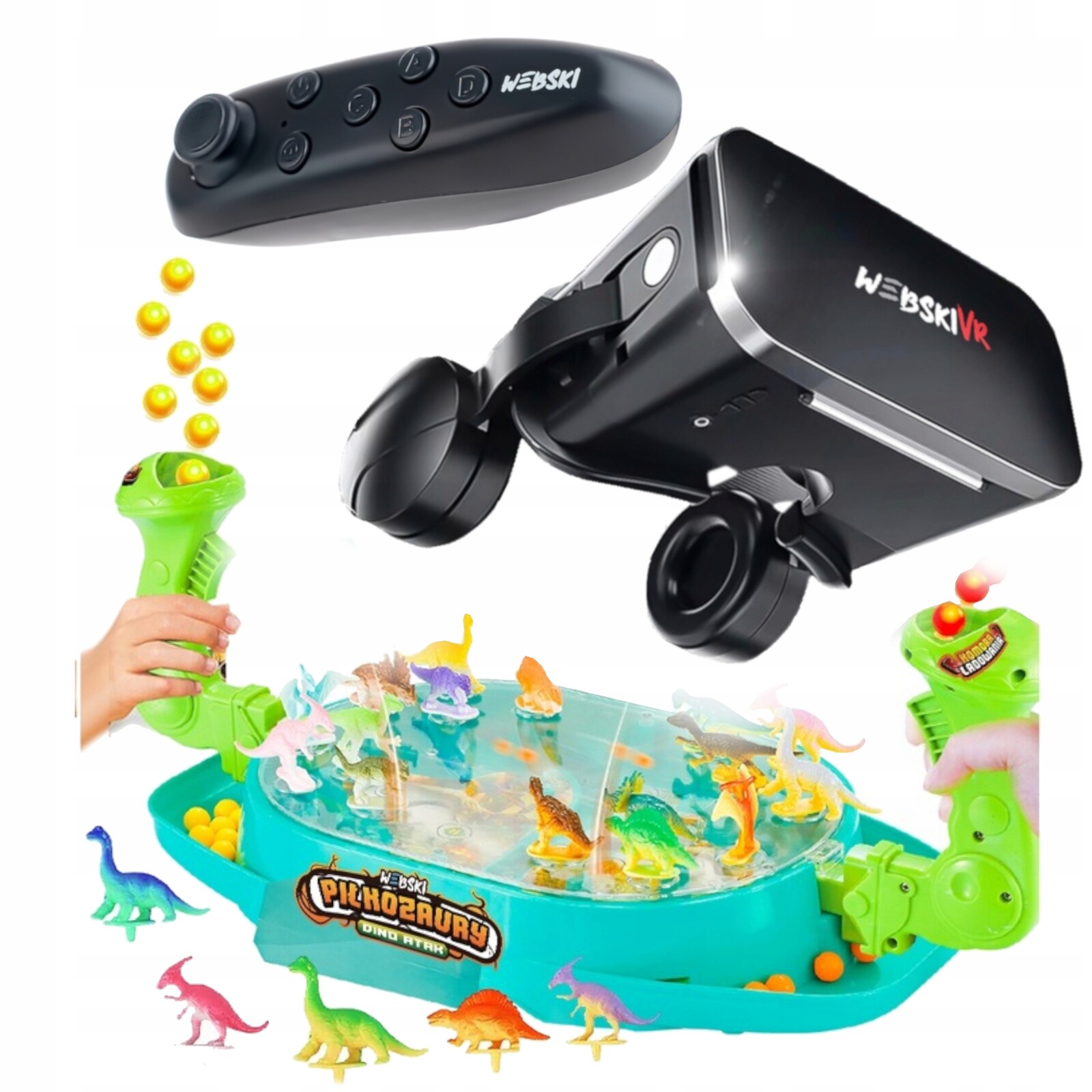 Dárek K Svátku Brýle Vr 3D 360+GAMEPAD+DOVEDNOSTNÍ Hra Dino