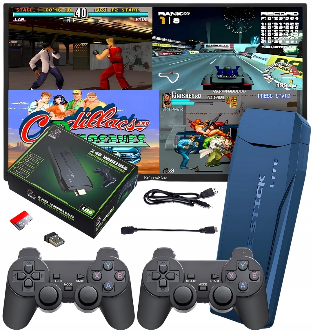 Tv Konzole Hry Hdmi Retro 2 Pady 64GB Paměti, 30000+ Her