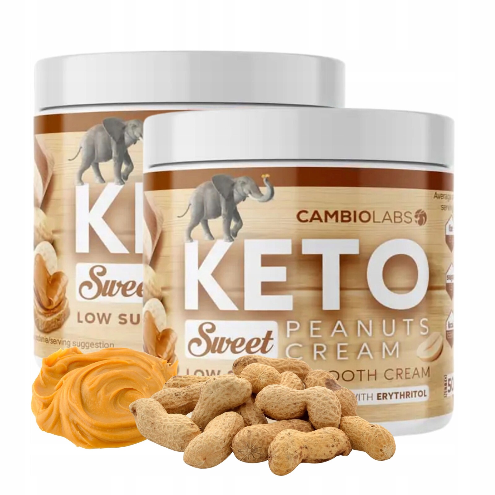 Keto Ořechové Máslo Bez Curku Sladký arašídový krém 2 x 500 g