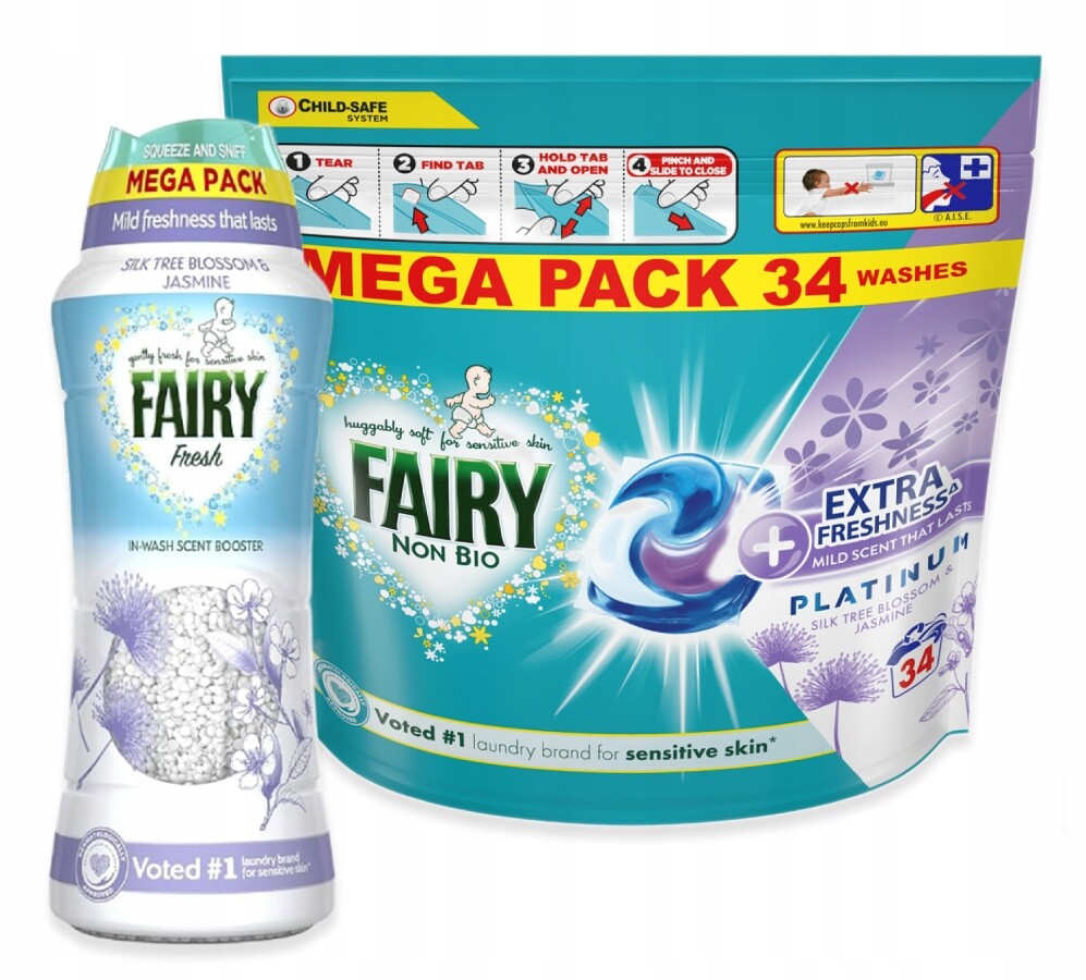Fairy Non Bio kapsle 34 ks Fairy Fresh vonné perličky jasmín 495 g