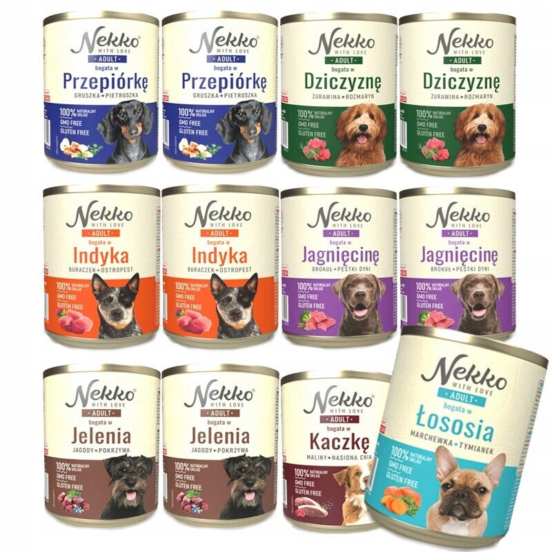 Nekko Adult Vlhké krmivo pro psy MIX Chutí 12x800g