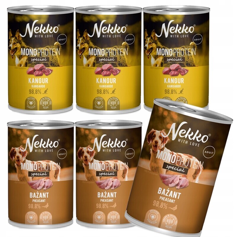 Nekko Mono Speciál Adult Vlhké krmivo pro psy Monobialko Bažant 6x400g