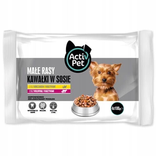 Kousky v omáčce Activ Pet Kuřecí hovězí maso 4x100 g