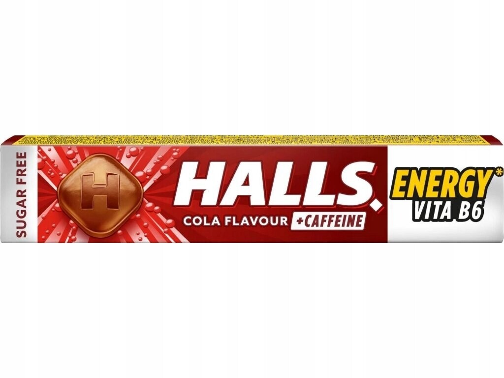 Halls Energy Vita B6 Cola 32 g bez cukru příchuť coly s kofeinem a vitamínem B6