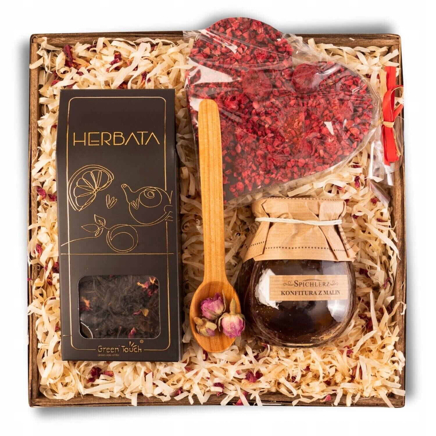 Dárkový Koš S Čajem, Čokoládou A Konfiturou, Přírodní, K Narozeninám