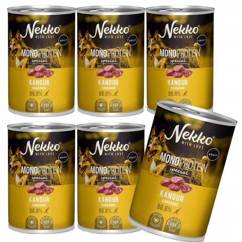 Nekko Mono Speciál Adult Vlhké krmivo pro psy Monobialko Kangur 6x400g