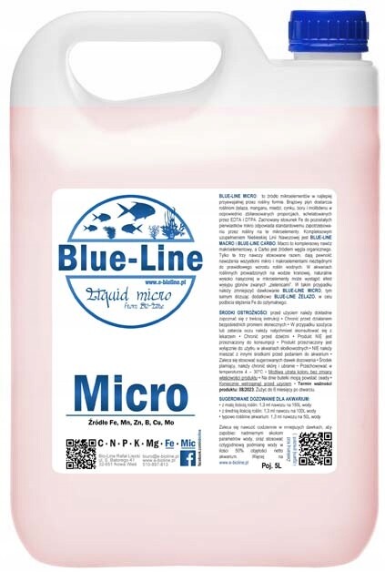 Blue-Line Micro 5L Doplňkové mikroprvkové hnojivo pro akvarijní rostliny