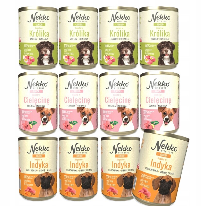 Nekko Junior Vlhké krmivo pro psy MIX Chutí 12x400 g