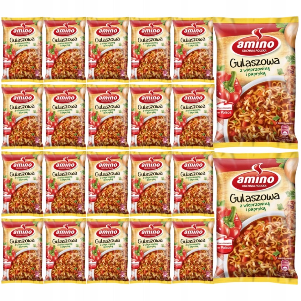 Amino Instantní gulášová polévka s vepřovým masem a paprikou 59 g x 22 kusů