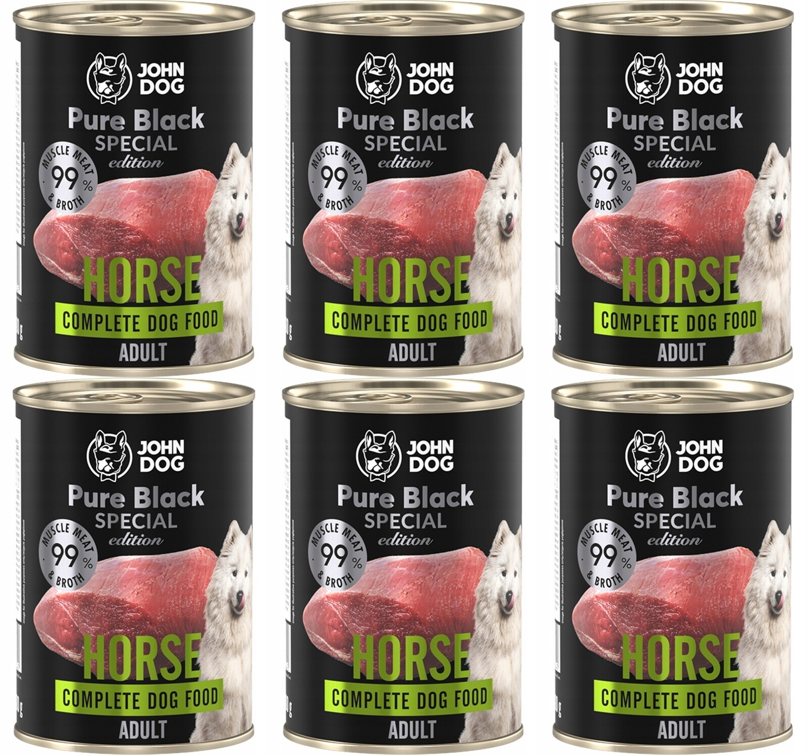 John Dog Pure Black Speciální Edice Koňské maso 6 konzerv 400 g