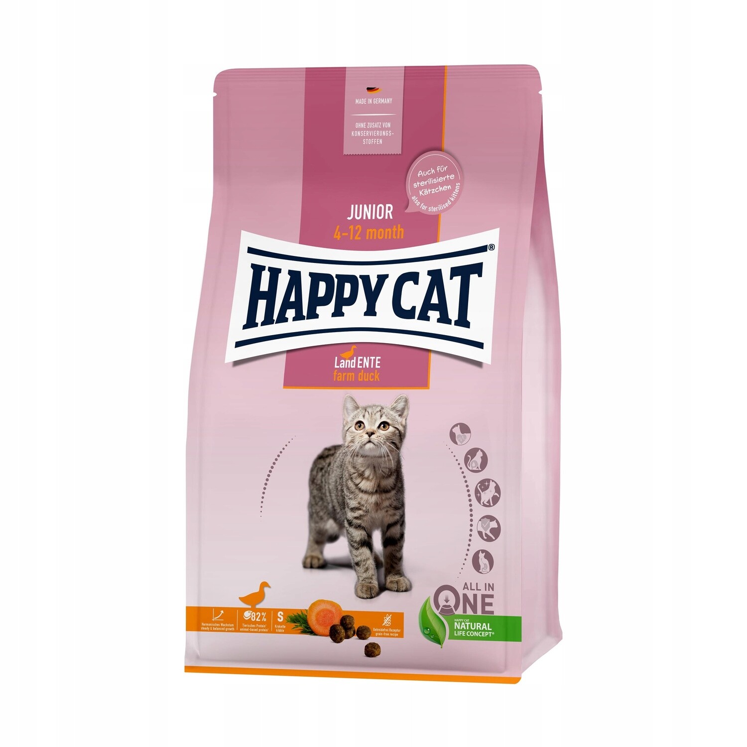 Happy Cat Junior Farm Duck pro koťata ve věku 4-12 měsíců kachna 4 kg