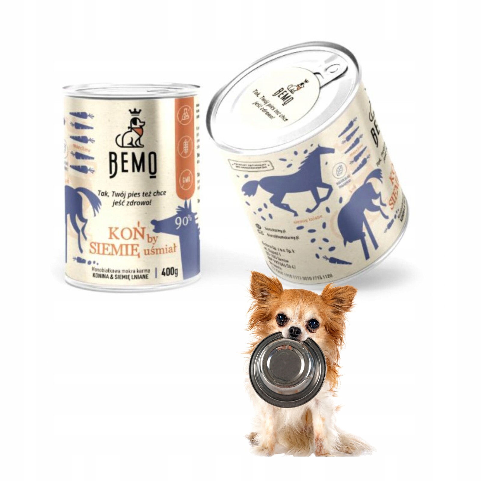 Krmivo mokré v plechovce Bemo Kůň By Se Semeno Usměje 24x800 koní pro psa konzerva
