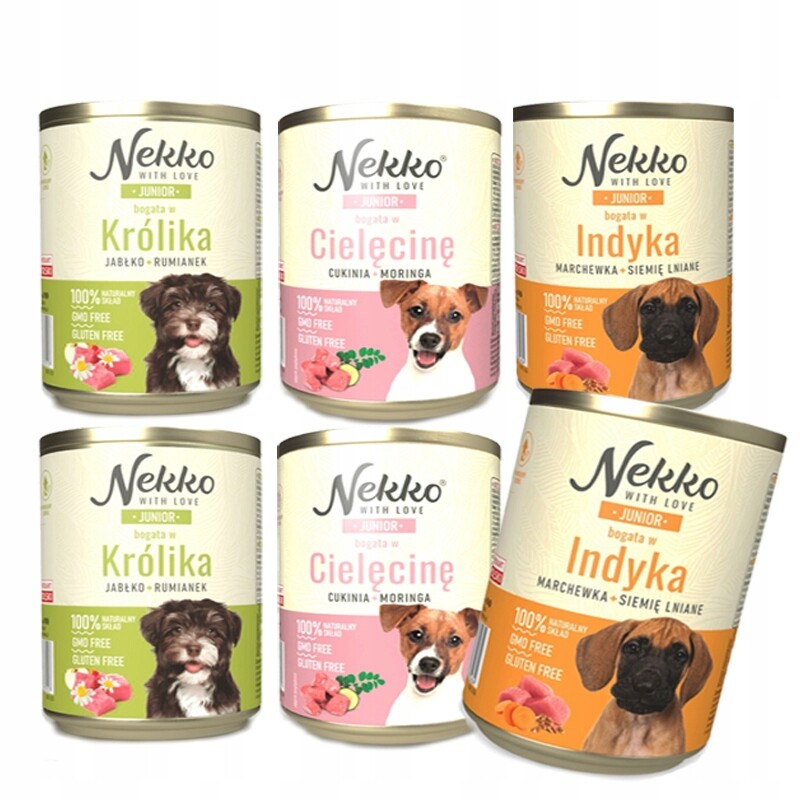 Nekko Junior Vlhké krmivo pro psy MIX Chutí 6x800 g