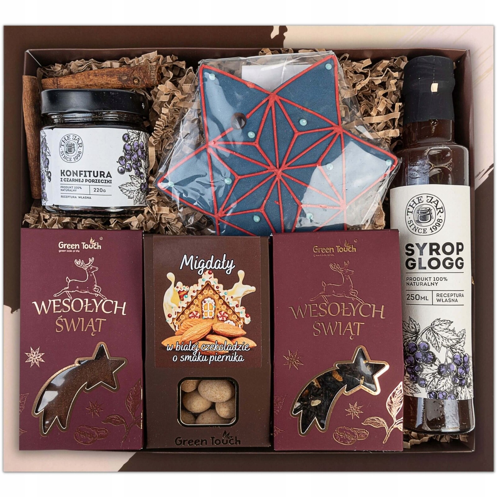 Dárkový Koš Sada Čaj Na Vánoce Perník Hvězda Sirup Dárková Krabička