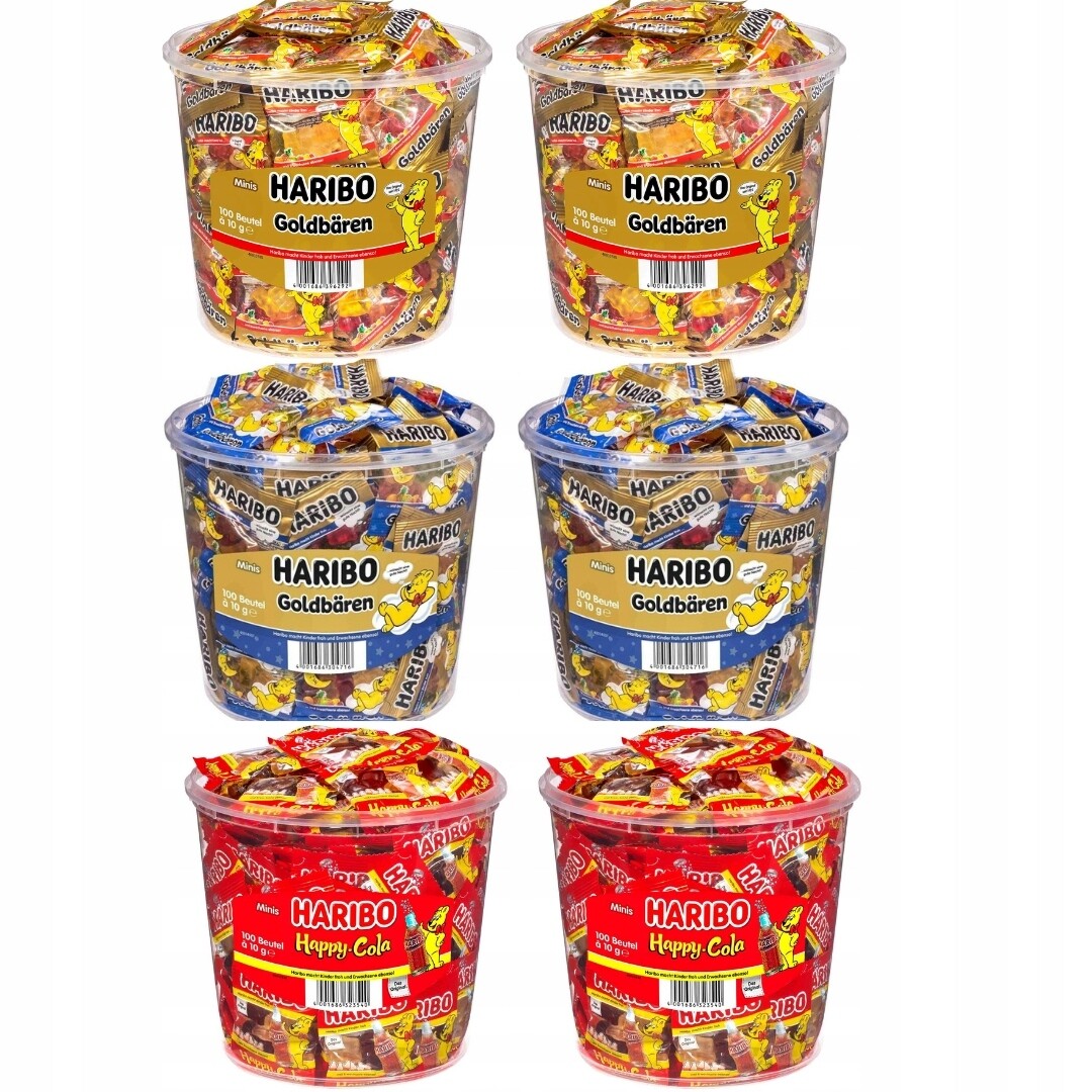 Sada 3 příchutí želé Goldbaren, Cola, Gute-Nacht mini 600x10g 6kg Haribo