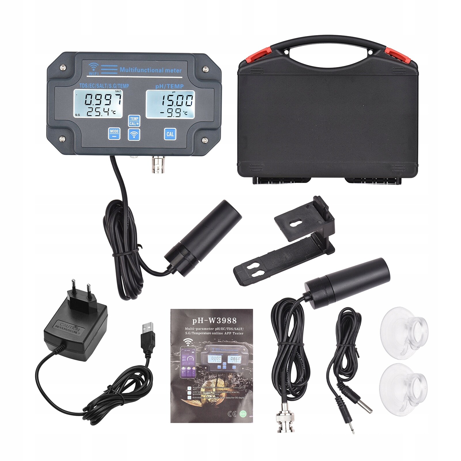 6v1 Testovací měřič pH/ Ec/ Tds/ Salt/ S.g/ Temperature