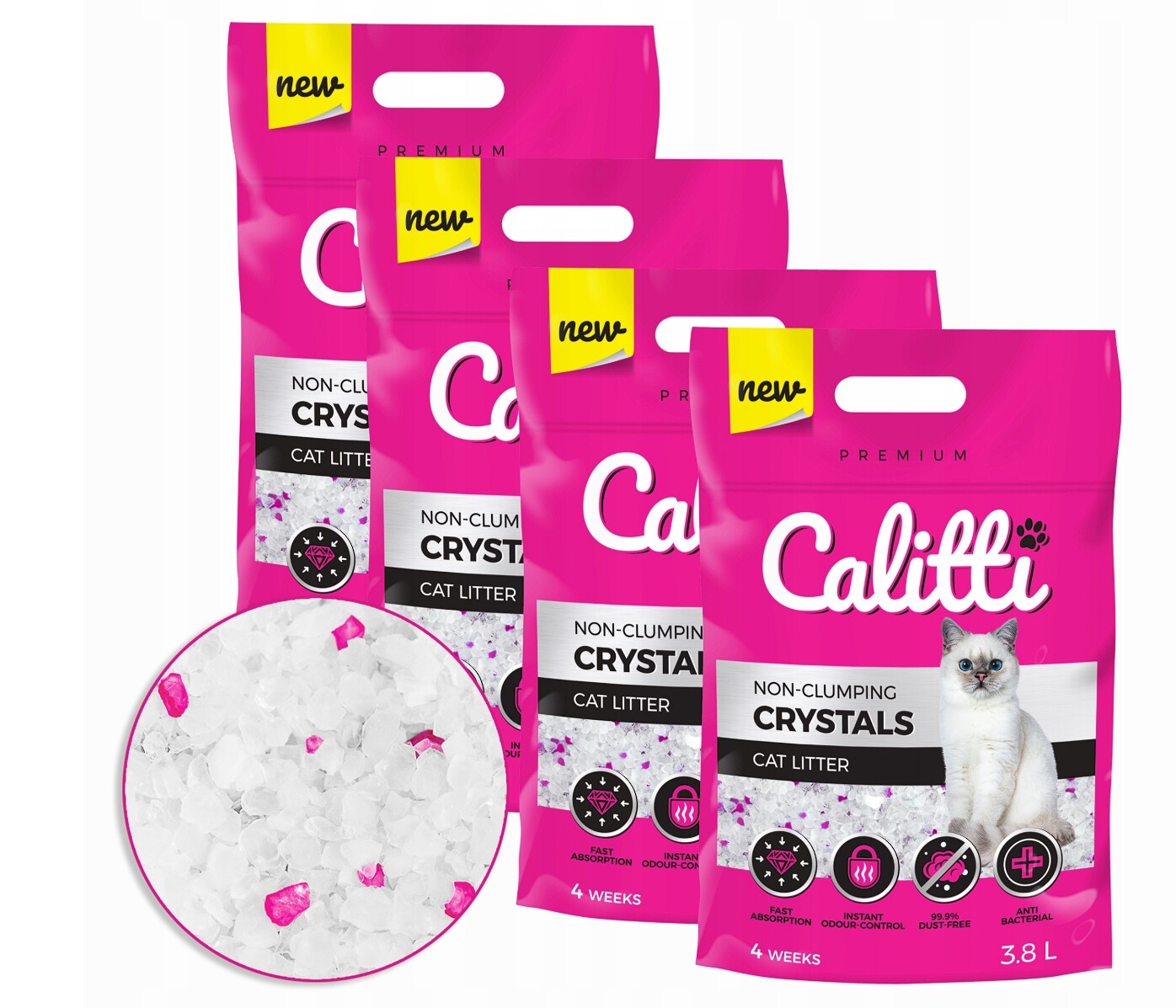 Calitti silikonové stelivo pro kočky Crystal 3,8 l