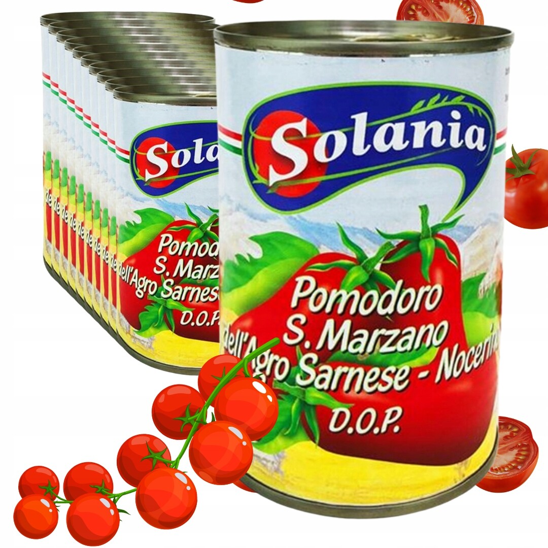 Rajčata celá san marzano 12x 400g Italská rajčata Solania na pizzu