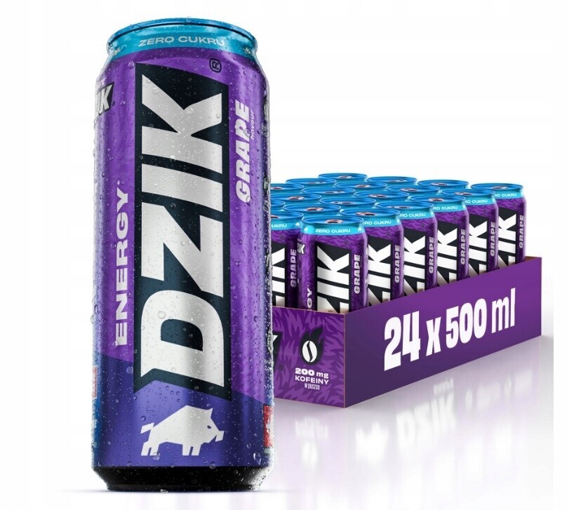 Energetický nápoj Divočák Energy Drink Hroznové Víno 0kcal 500 ML-24ks
