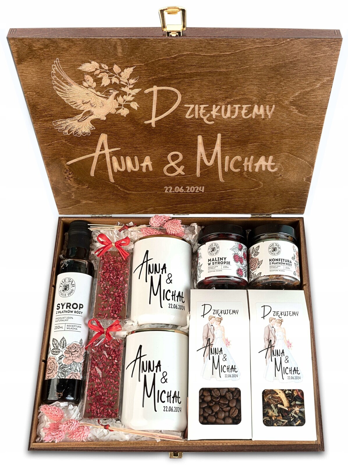 Dárková Krabička Velký Set Čaj Káva Poděkování Gravírování Narozeniny