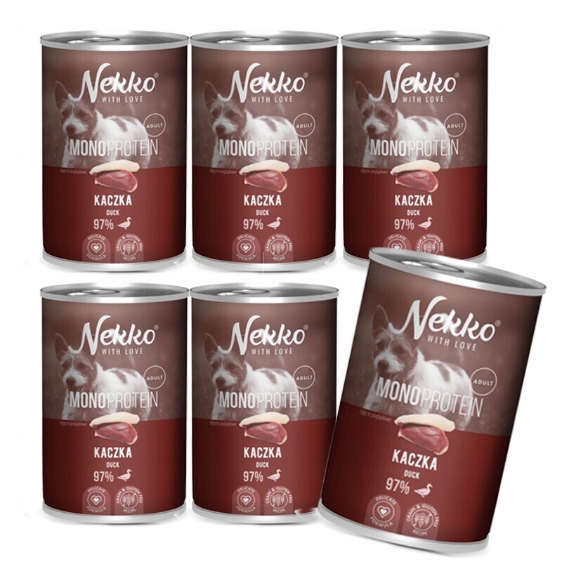 Nekko Mono Adult Vlhké krmivo pro psy Monobiałko Kachna 6x400g