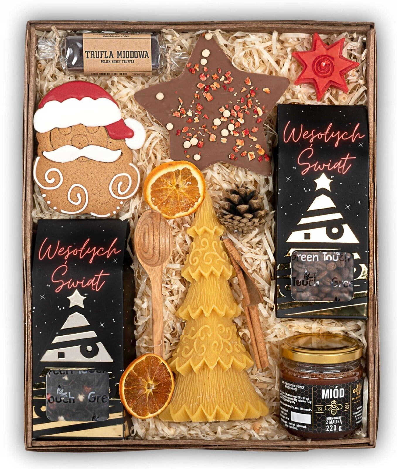 Vánoční Dárkový Koš Velký Set Čaj Svíčka Káva Čokoláda Med