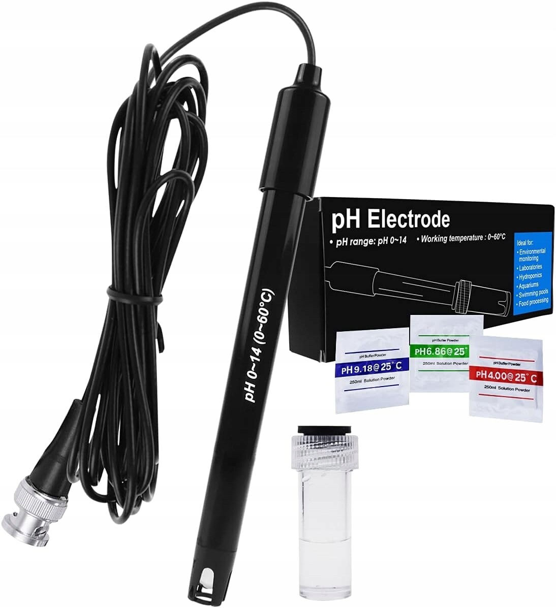 0-14 pH elektrodová sonda Bnc, kabel 300 cm pro testovací senzor pH