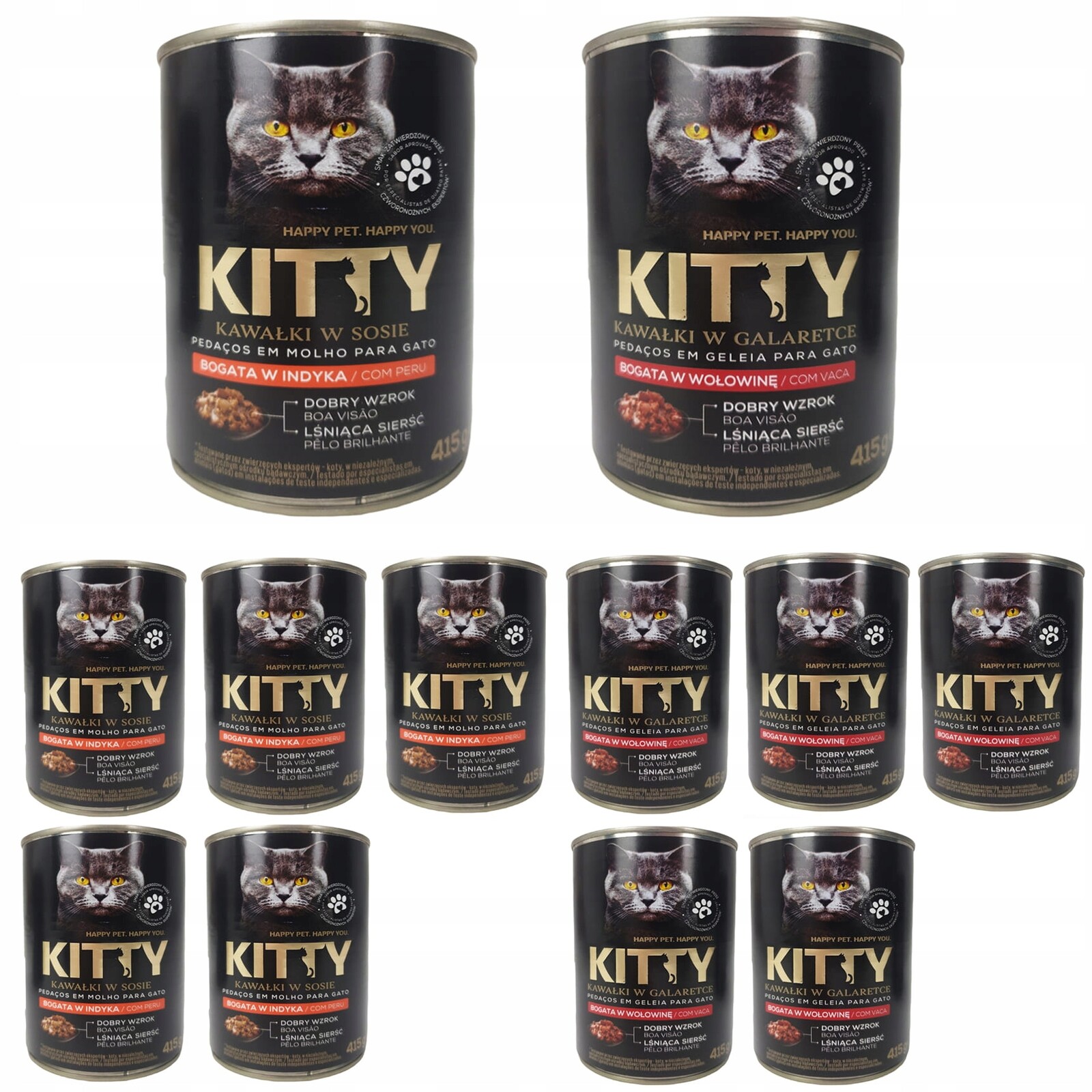 Krmivo pro kočky Kitty Kousky v omáčce Mix chutí 12x415g