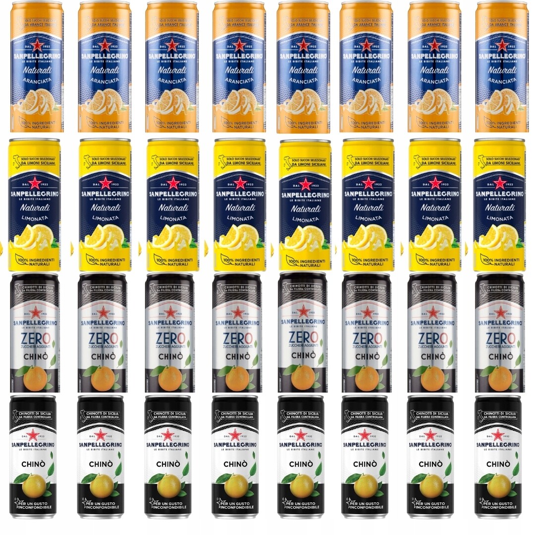 Sycené nápoje Aranciata Natural plechovka 32 x 330 ml San pellegrino