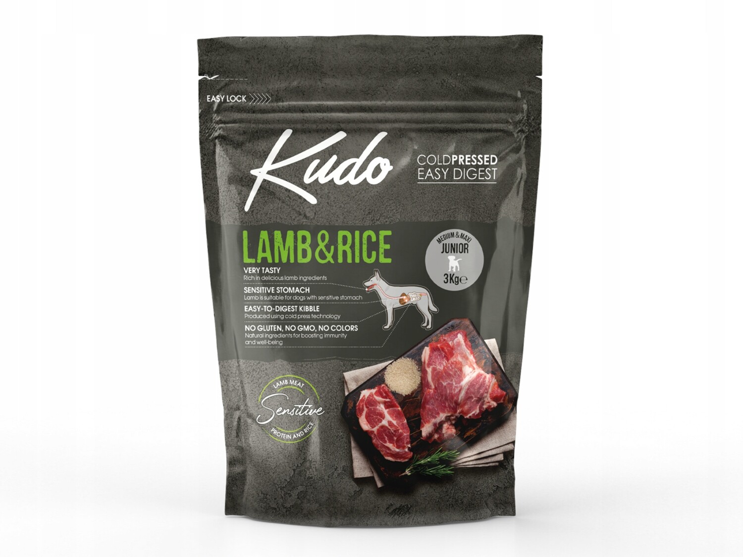 Krmivo Kudo Cold Pressed Jehněčí&Rýže Medium Maxi Junior 3kg