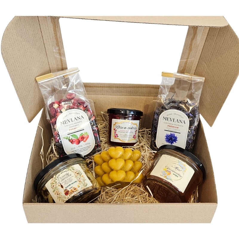 Dárková Sada č. turecký čaj Mevlana 2 příchutě zavařeniny džem svíčka