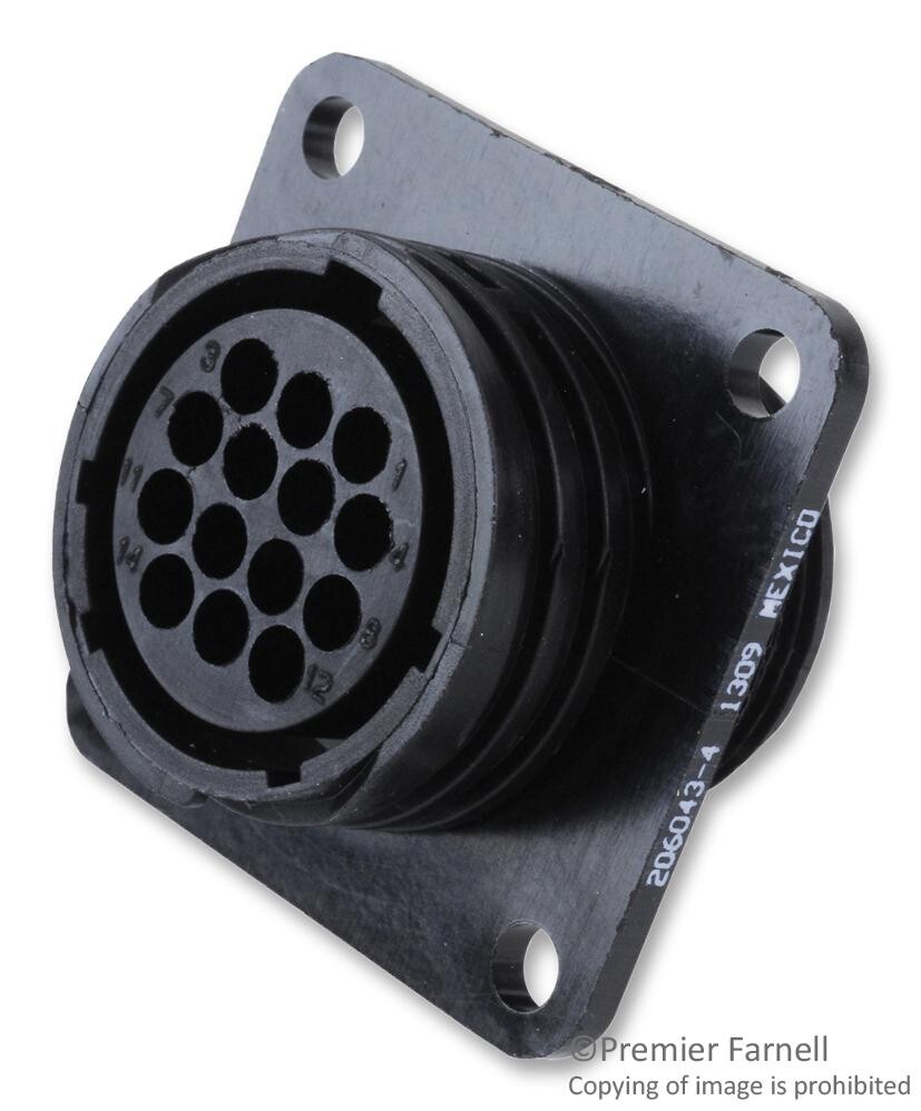 Amp - Te Connectivity 206043-4 Circular Connector Receptacle Size 17, 14 Position, Panel