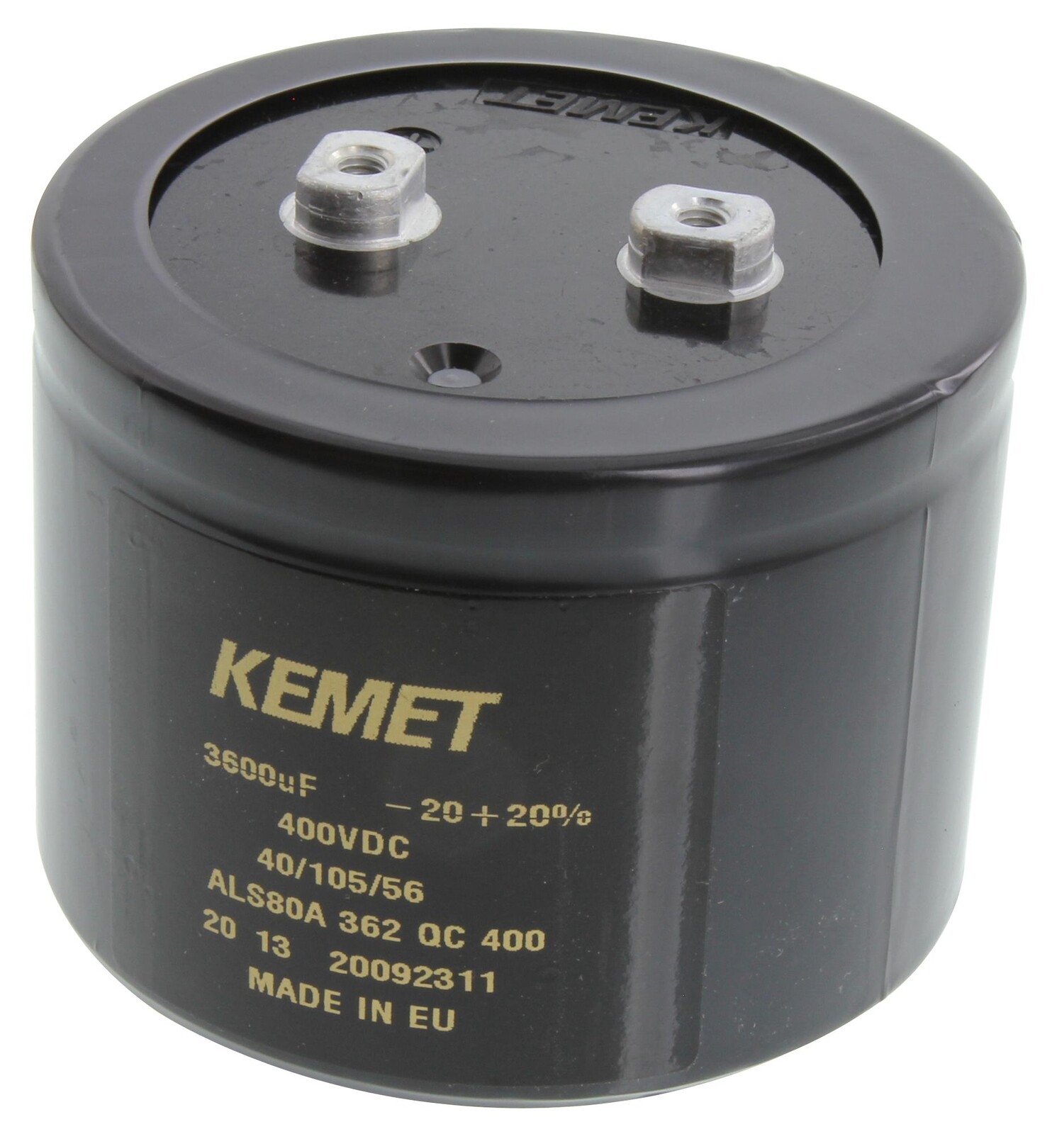 Kemet Als80A362Qc400 Cap, 3600Uf, 400V, Alu Elec, Screw