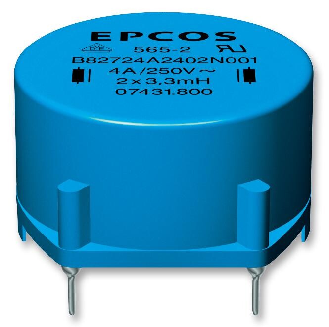 Epcos B82724A2402N001 Choke, Ring Core, Double, 3.3Mh, 4A