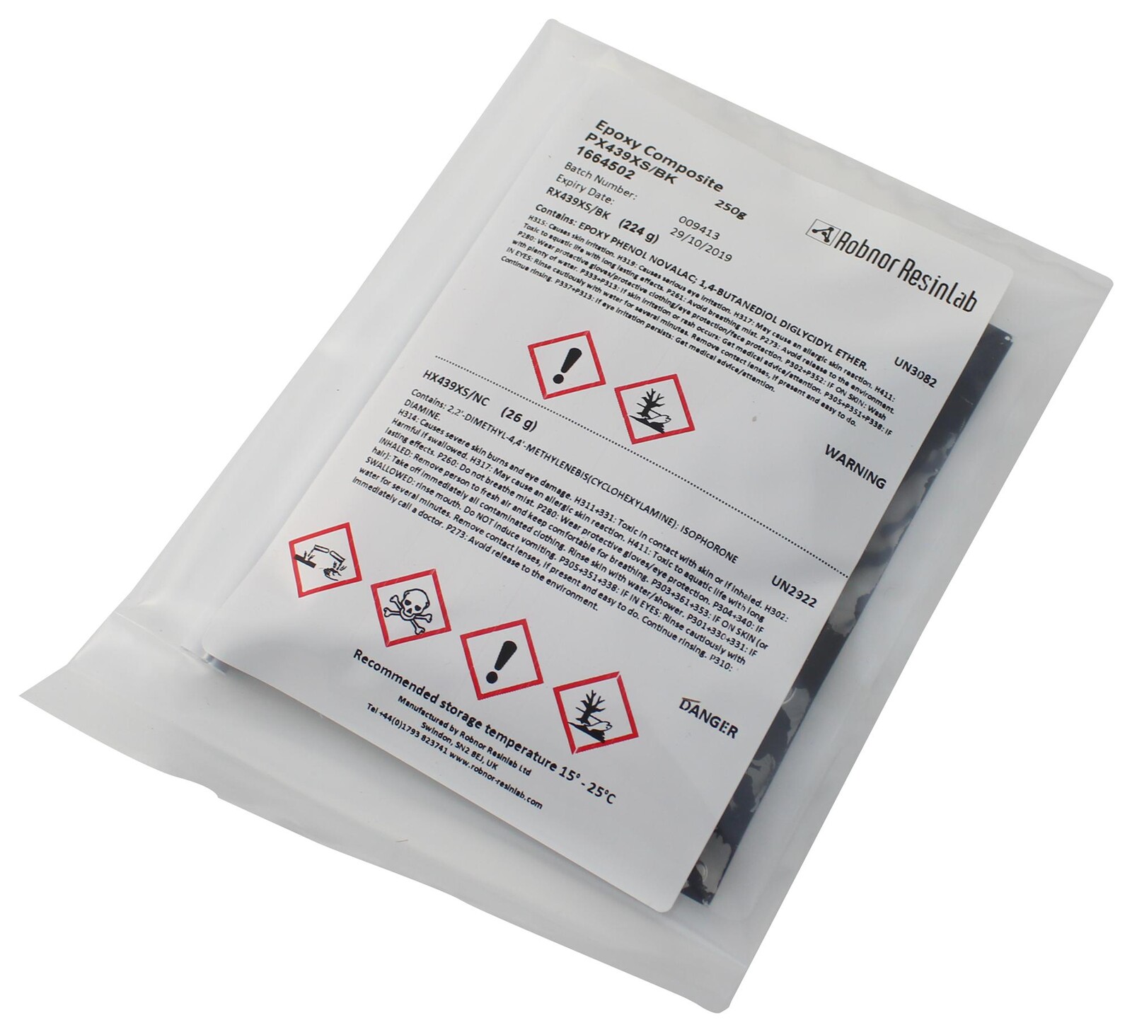 Robnor Px439Xs/bk/250 Potting, Epoxy, High Temperature