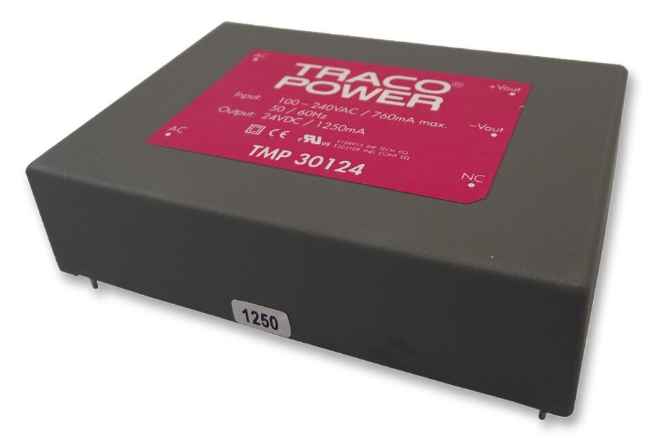 Traco Power Tmp 30124 Converter, Ac/dc, 24V, 1.3A/30W, Module
