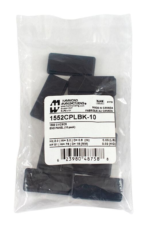 Hammond 1552Cplbk-10 End Panel, Enclosure, Black, Abs