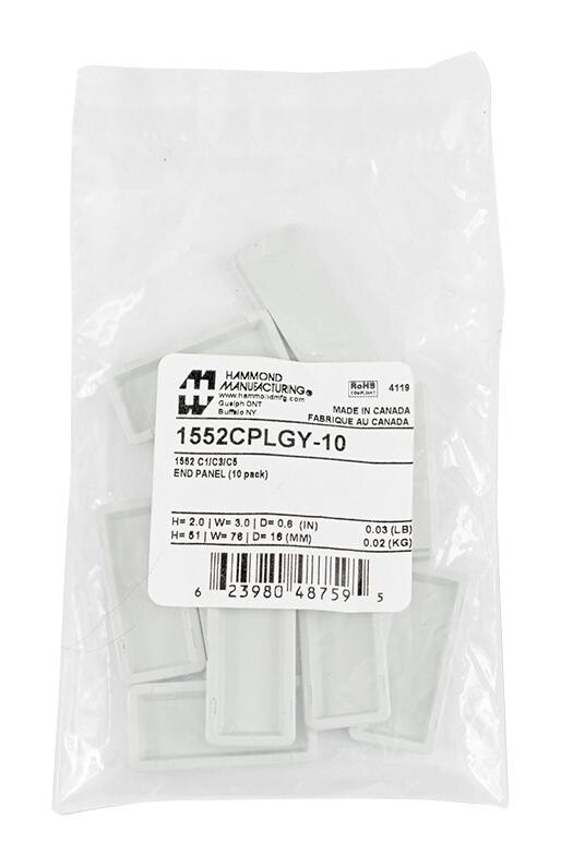Hammond 1552Cplgy-10 End Panel, Enclosure, Grey, Abs