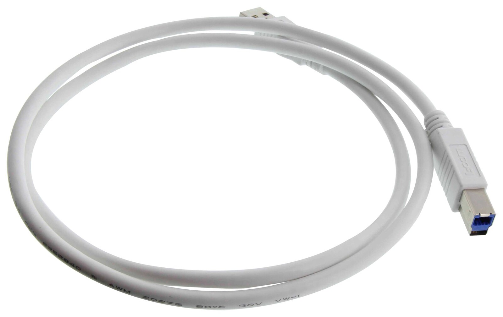 L-Com U3A00060-1M Usb Cable, 3.0 A Plug-B Plug, Wht, 3.3Ft
