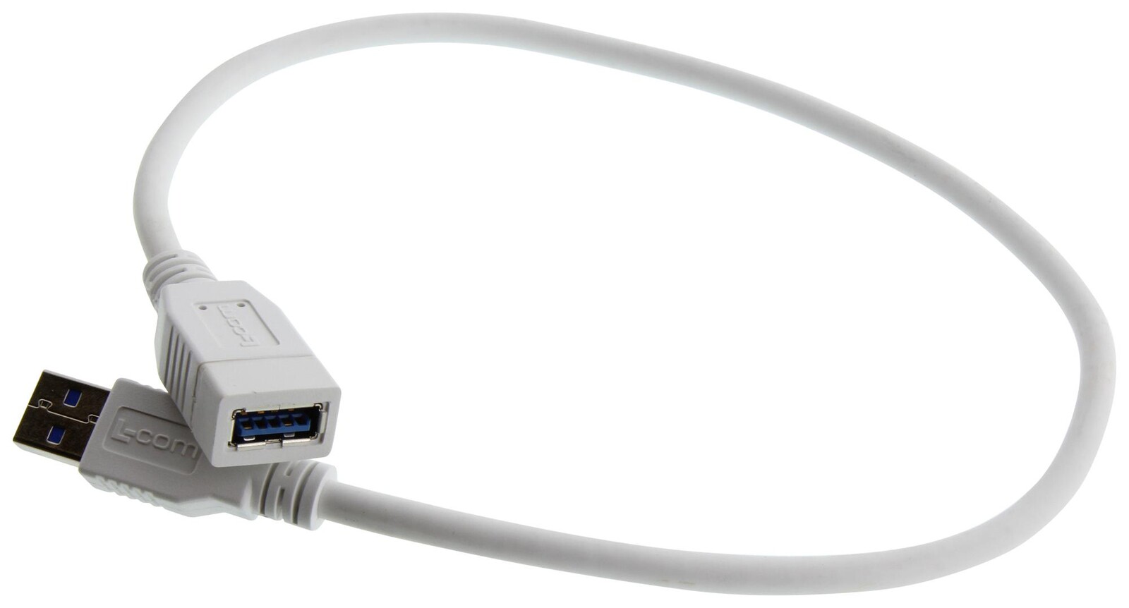 L-Com U3A00062-05M Usb Cable, 3.0 A Plug-A Rcpt, Wht, 19.7