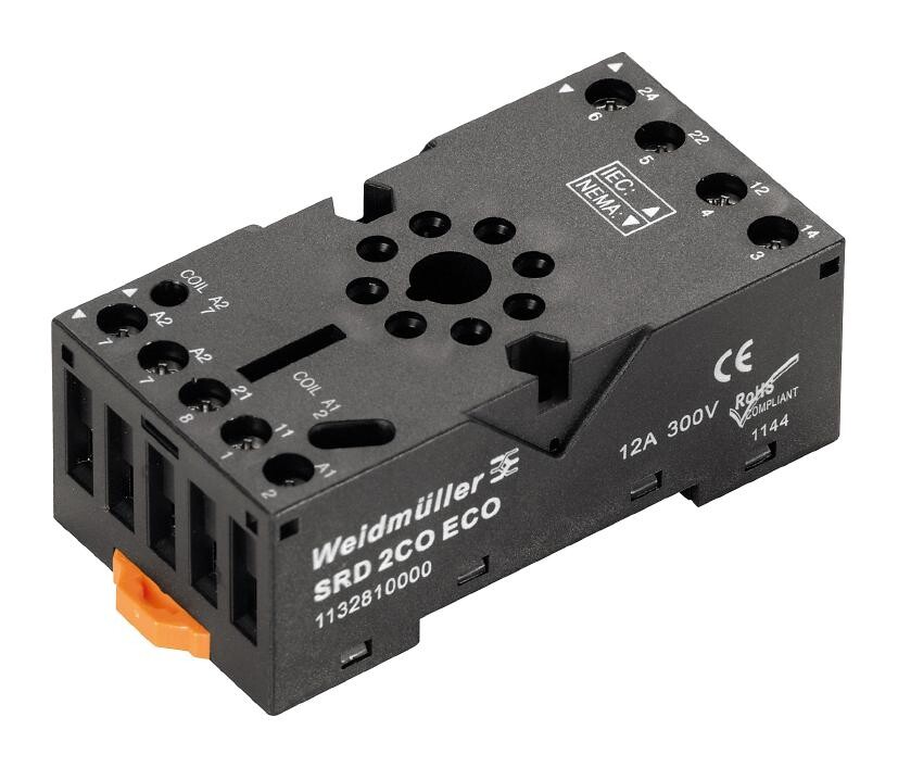 Weidmuller 1132810000 Relay Base, Dpdt, Screw